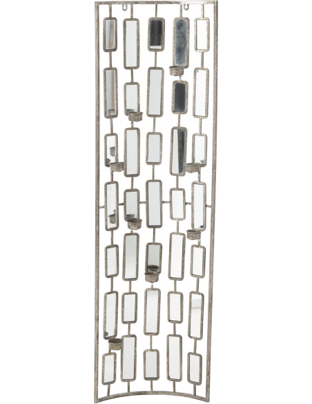 Bougeoir mural 8 bougies XL Hauteur 121 cm en Métal Doré Vieilli Miroir Zynor - 1