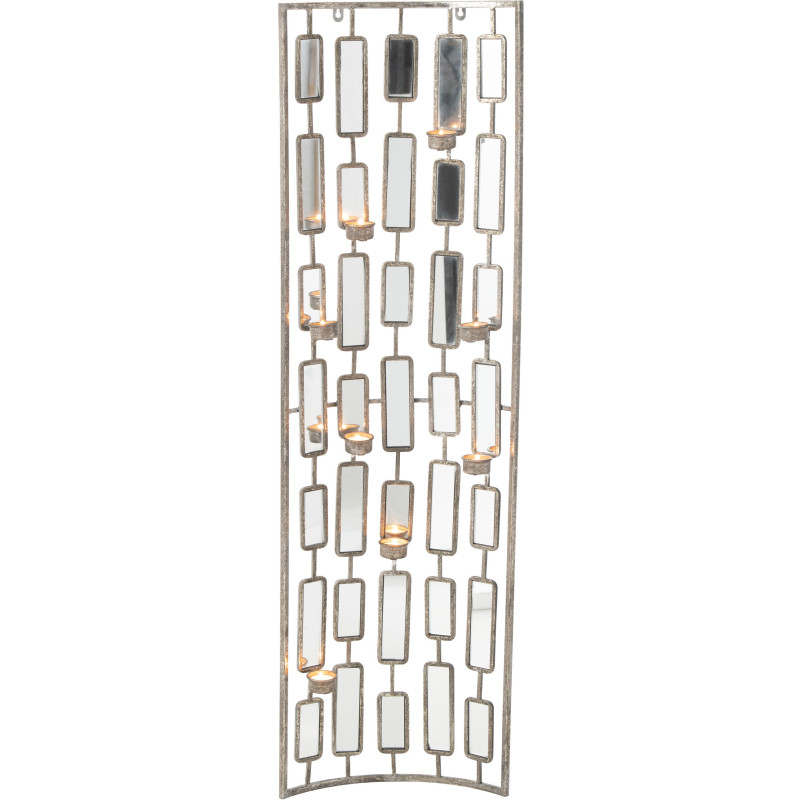 Bougeoir mural 8 bougies XL Hauteur 121 cm en Métal Doré Vieilli Miroir Zynor - 2