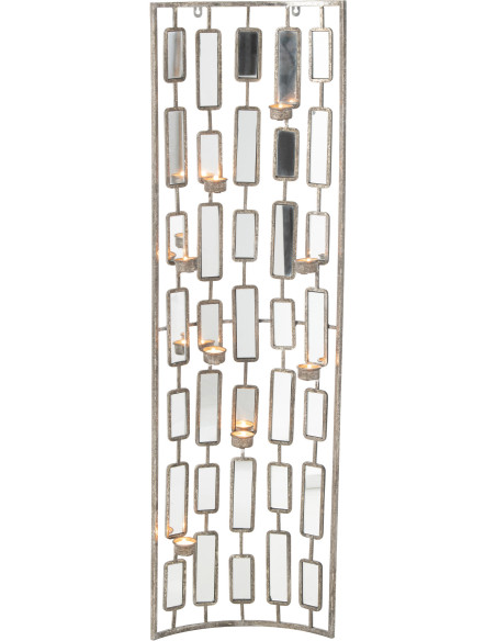 Bougeoir mural 8 bougies XL Hauteur 121 cm en Métal Doré Vieilli Miroir Zynor - 2