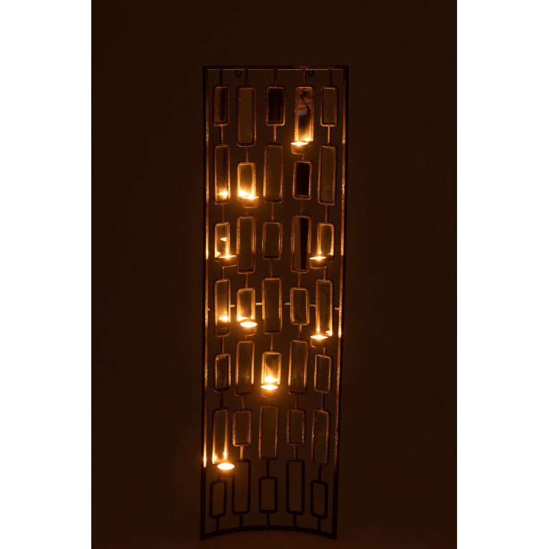 Bougeoir mural 8 bougies XL Hauteur 121 cm en Métal Doré Vieilli Miroir Zynor - 3