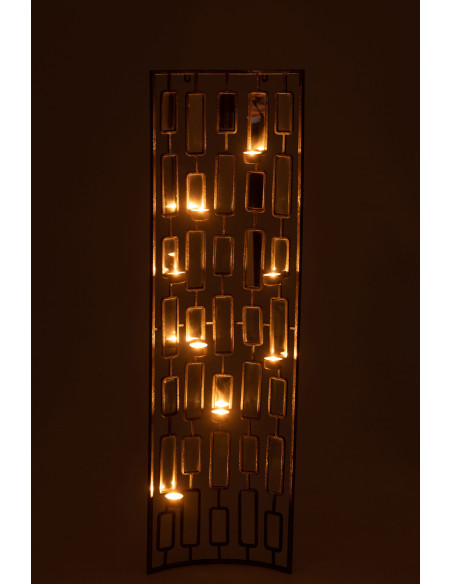 Bougeoir mural 8 bougies XL Hauteur 121 cm en Métal Doré Vieilli Miroir Zynor - 3