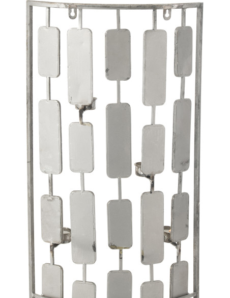 Bougeoir mural 8 bougies XL Hauteur 121 cm en Métal Doré Vieilli Miroir Zynor - 4