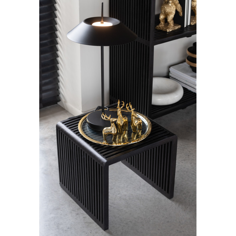 Plateau décoratif moderne chic rond 33 cm en Verre Transparent Doré Reloria - 4