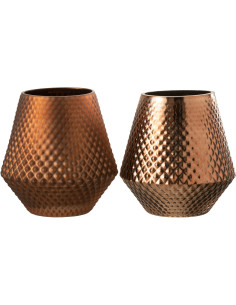 Photophore moderne conique XL Diamètre 17 cm en Verre Cuivré Cari (Lot de 2) - 1