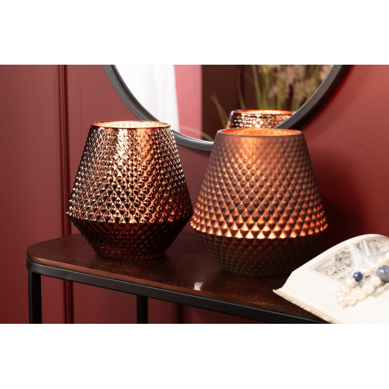 Photophore moderne conique XL Diamètre 17 cm en Verre Cuivré Cari (Lot de 2) - 2