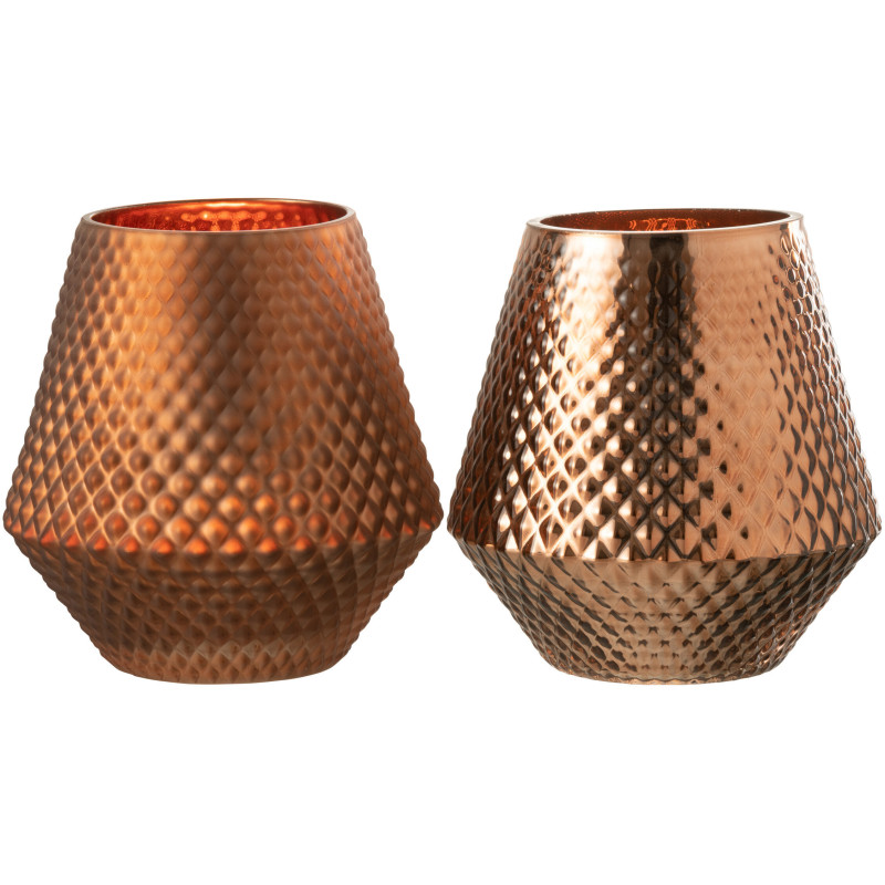 Photophore moderne conique XL Diamètre 17 cm en Verre Cuivré Cari (Lot de 2) - 3