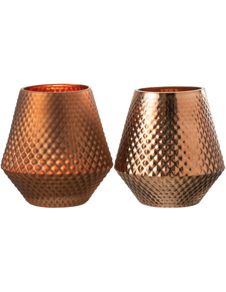 Photophore moderne conique XL Diamètre 17 cm en Verre Cuivré Cari (Lot de 2) - 3