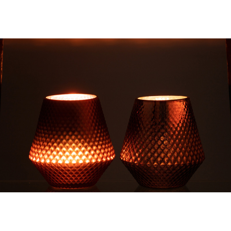 Photophore moderne conique XL Diamètre 17 cm en Verre Cuivré Cari (Lot de 2) - 4