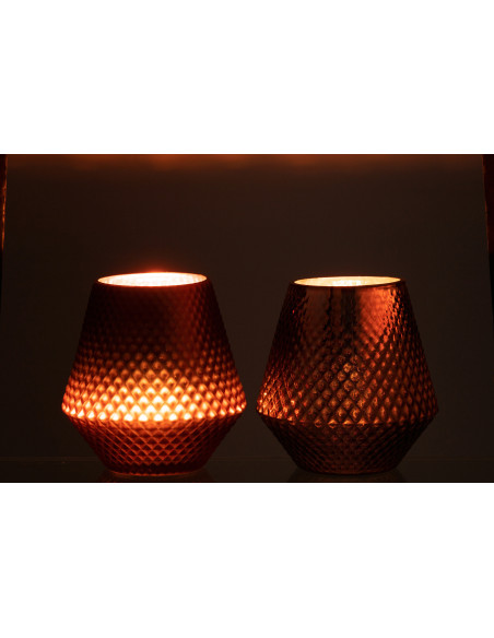 Photophore moderne conique XL Diamètre 17 cm en Verre Cuivré Cari (Lot de 2) - 4