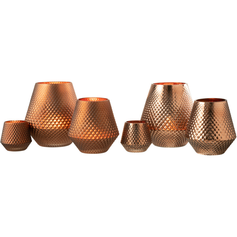 Photophore moderne conique XL Diamètre 17 cm en Verre Cuivré Cari (Lot de 2) - 5