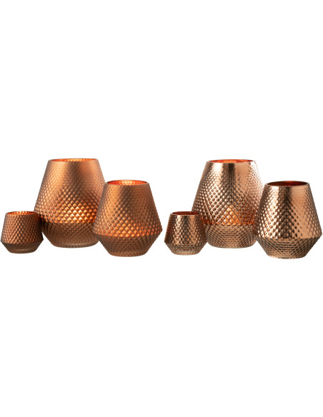 Photophore moderne conique XL Diamètre 17 cm en Verre Cuivré Cari (Lot de 2) - 5