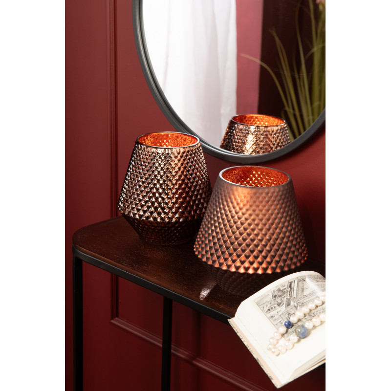 Photophore moderne conique XL Diamètre 17 cm en Verre Cuivré Cari (Lot de 2) - 6