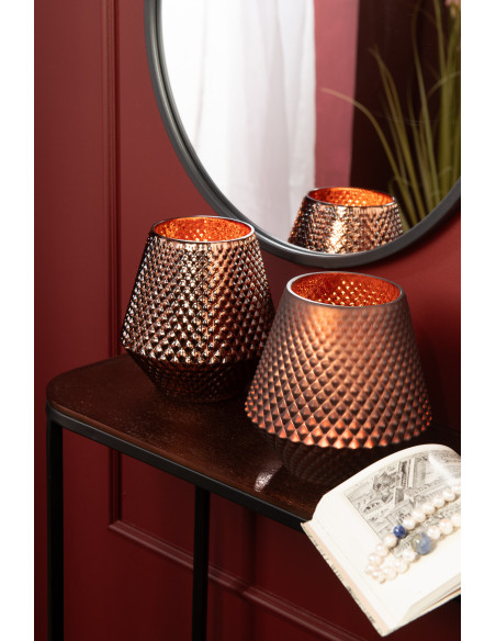 Photophore moderne conique XL Diamètre 17 cm en Verre Cuivré Cari (Lot de 2) - 6