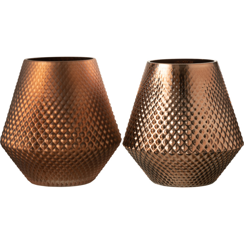 Photophore moderne conique XXL Diamètre 24 cm en Verre Cuivré Cari (Lot de 2) - 1