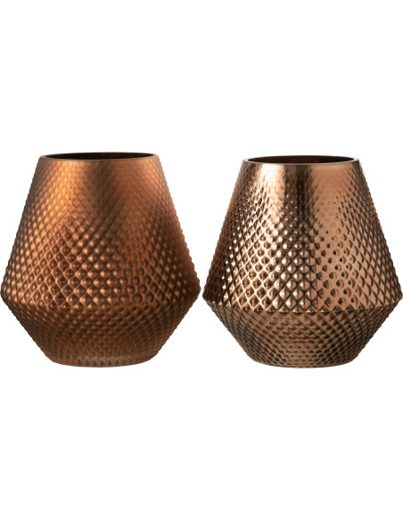 Photophore moderne conique XXL Diamètre 24 cm en Verre Cuivré Cari (Lot de 2) - 1