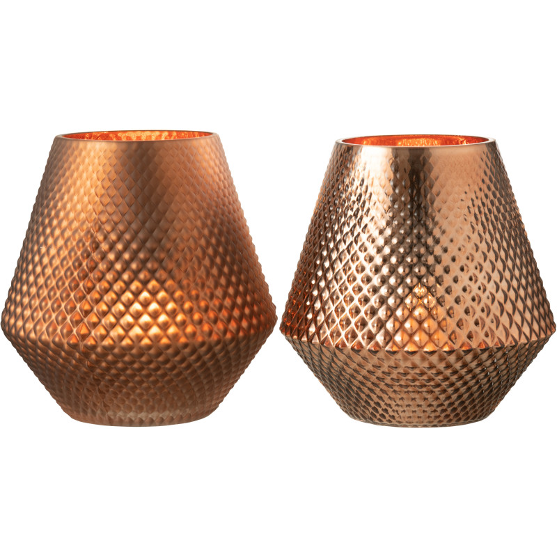 Photophore moderne conique XXL Diamètre 24 cm en Verre Cuivré Cari (Lot de 2) - 3