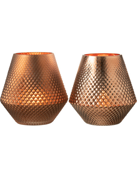 Photophore moderne conique XXL Diamètre 24 cm en Verre Cuivré Cari (Lot de 2) - 3