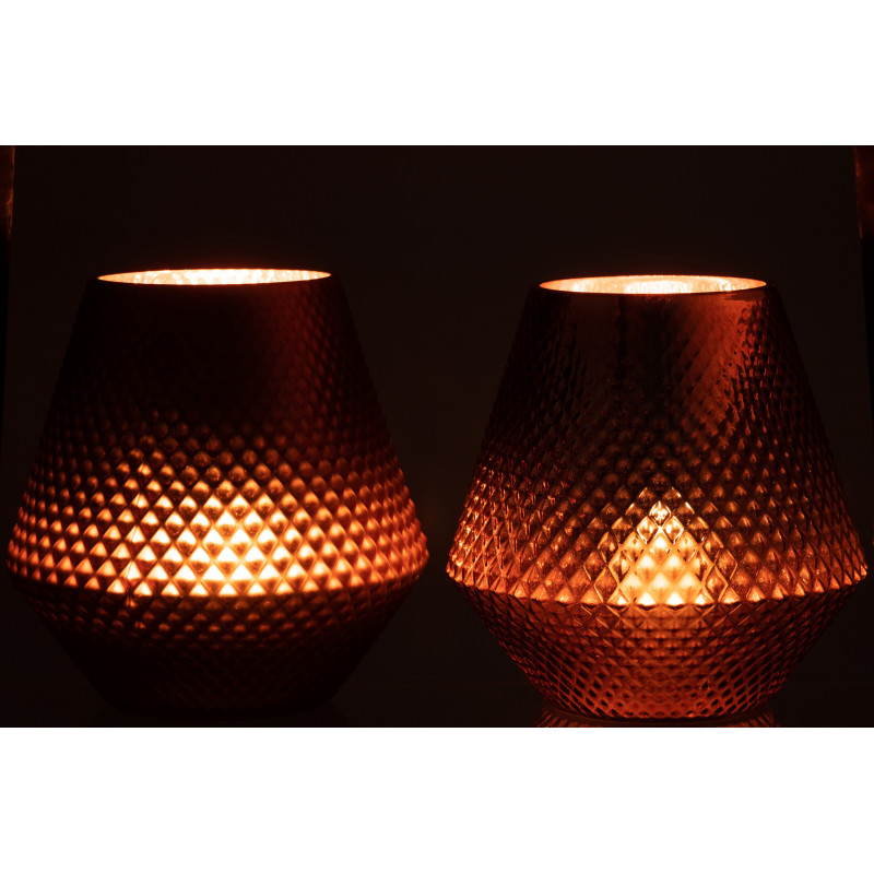 Photophore moderne conique XXL Diamètre 24 cm en Verre Cuivré Cari (Lot de 2) - 4