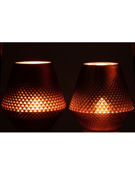 Photophore moderne conique XXL Diamètre 24 cm en Verre Cuivré Cari (Lot de 2) - 4