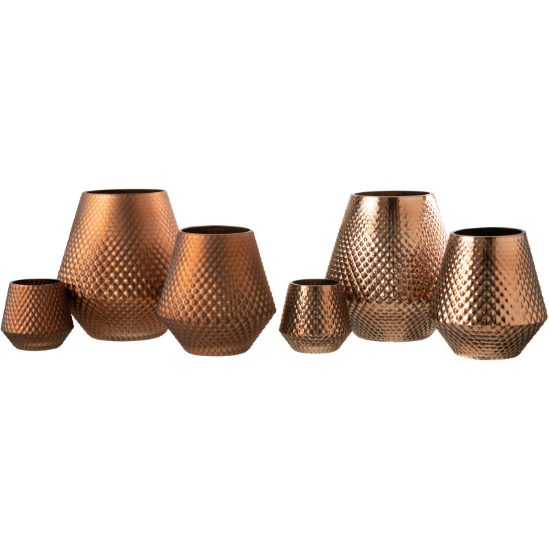 Photophore moderne conique XXL Diamètre 24 cm en Verre Cuivré Cari (Lot de 2) - 5