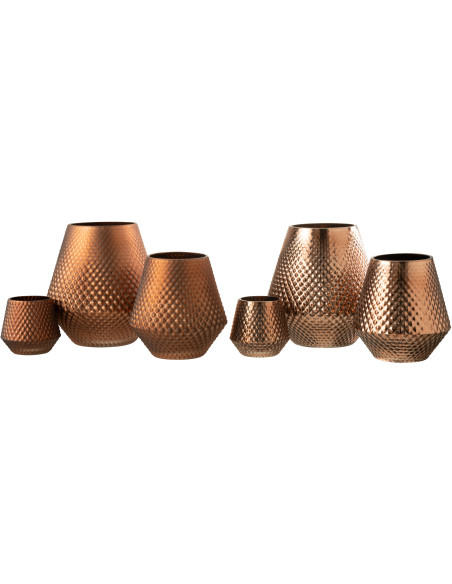 Photophore moderne conique XXL Diamètre 24 cm en Verre Cuivré Cari (Lot de 2) - 5