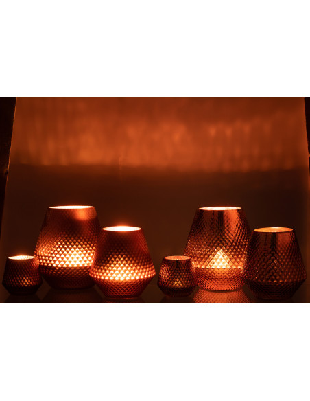 Photophore moderne conique XXL Diamètre 24 cm en Verre Cuivré Cari (Lot de 2) - 7