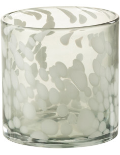 Photophore moderne Diamètre 12 cm en Verre Gris Blanc Motif taches Haline - 1