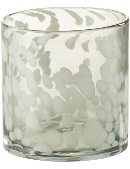 Photophore moderne Diamètre 12 cm en Verre Gris Blanc Motif taches Haline - 1