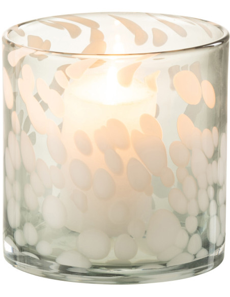 Photophore moderne Diamètre 12 cm en Verre Gris Blanc Motif taches Haline - 2