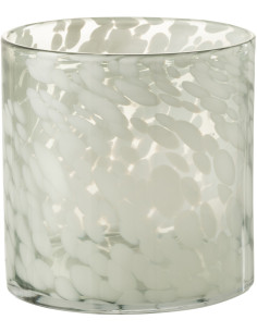 Photophore moderne XL Diamètre 18 cm en Verre Gris Blanc Motif taches Haline - 1