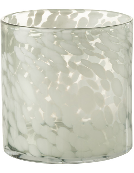 Photophore moderne XL Diamètre 18 cm en Verre Gris Blanc Motif taches Haline - 1