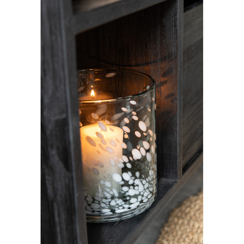 Photophore moderne XL Diamètre 18 cm en Verre Gris Blanc Motif taches Haline - 2