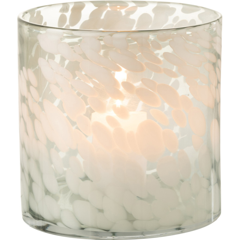 Photophore moderne XL Diamètre 18 cm en Verre Gris Blanc Motif taches Haline - 3