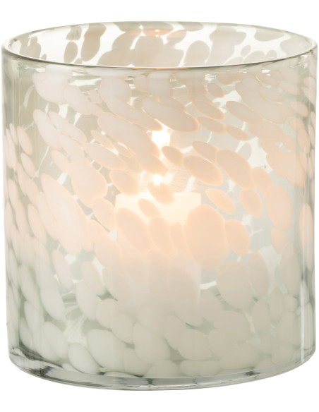 Photophore moderne XL Diamètre 18 cm en Verre Gris Blanc Motif taches Haline - 3