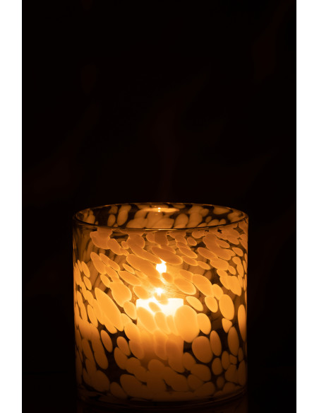 Photophore moderne XL Diamètre 18 cm en Verre Gris Blanc Motif taches Haline - 4