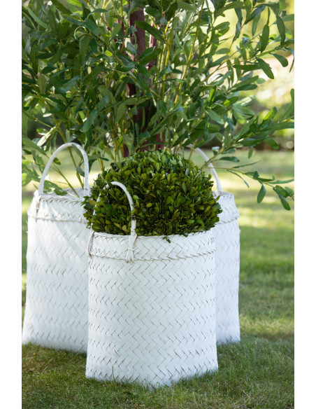 Panier de rangement Carré en Rotin Blanc Melyra (Lot de 3) - 4