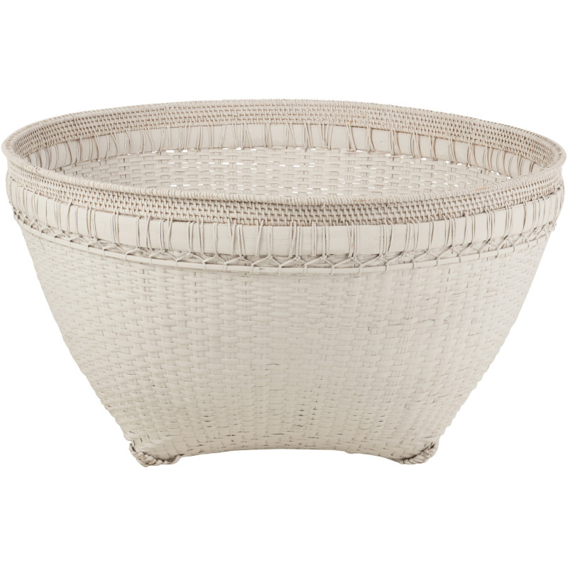 Corbeille de rangement vintage XL Ronde Diamètre 85 cm en Rotin Blanc Tressé Zelina - 1