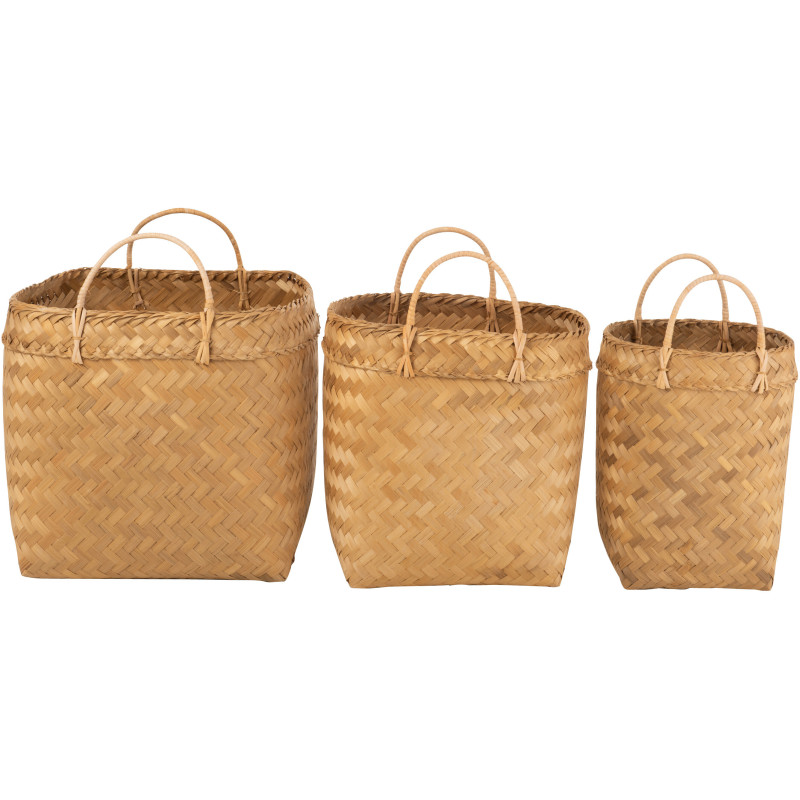 Panier de rangement Carré en Rotin Naturel Melyra (Lot de 3) - 2