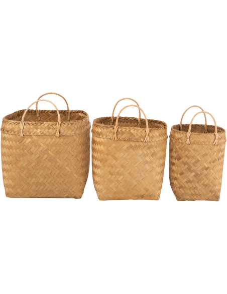 Panier de rangement Carré en Rotin Naturel Melyra (Lot de 3) - 2