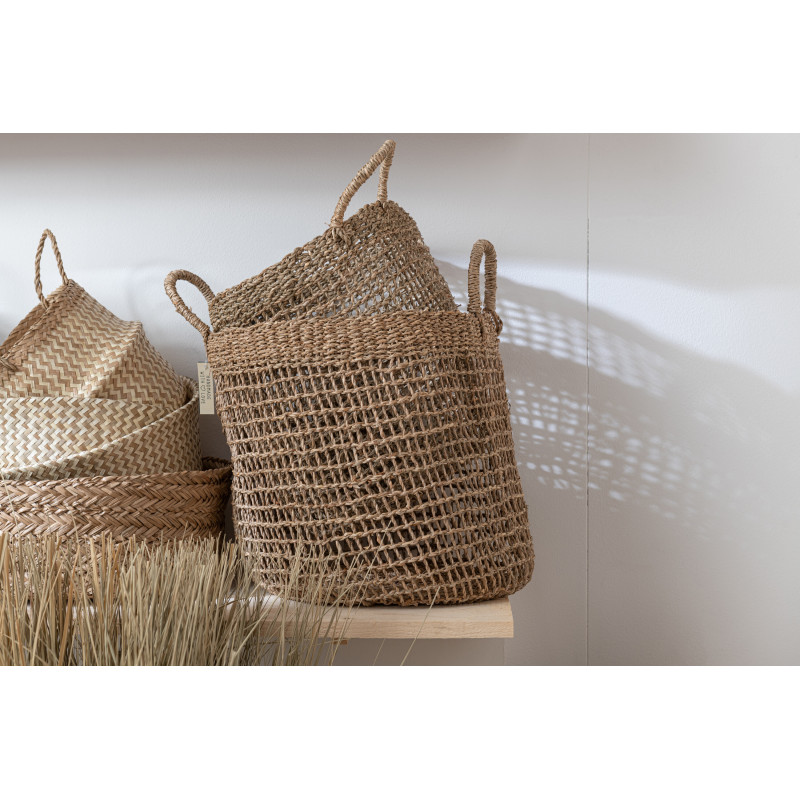 Panier de rangement Grillage Rond en Herbe marine Naturel Oasis (Lot de 2) - 2