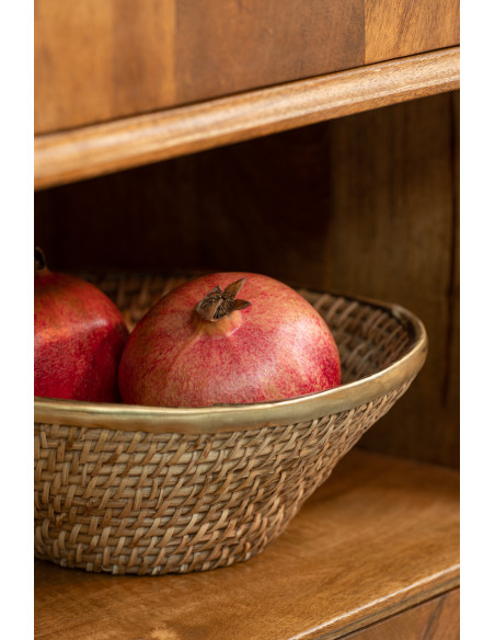 Corbeille à fruits vintage 28 cm en Rotin brut Naturel Doré Almira - 2