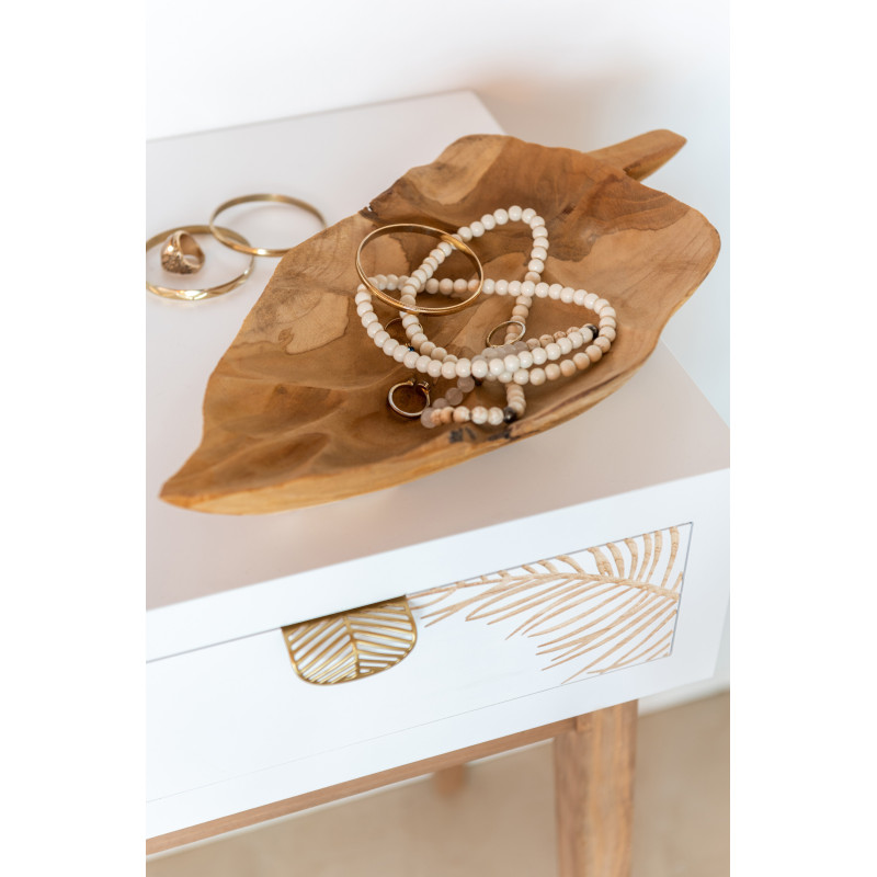 Vide poche original Feuille 39 cm en Bois de teck Naturel Jeria - 2