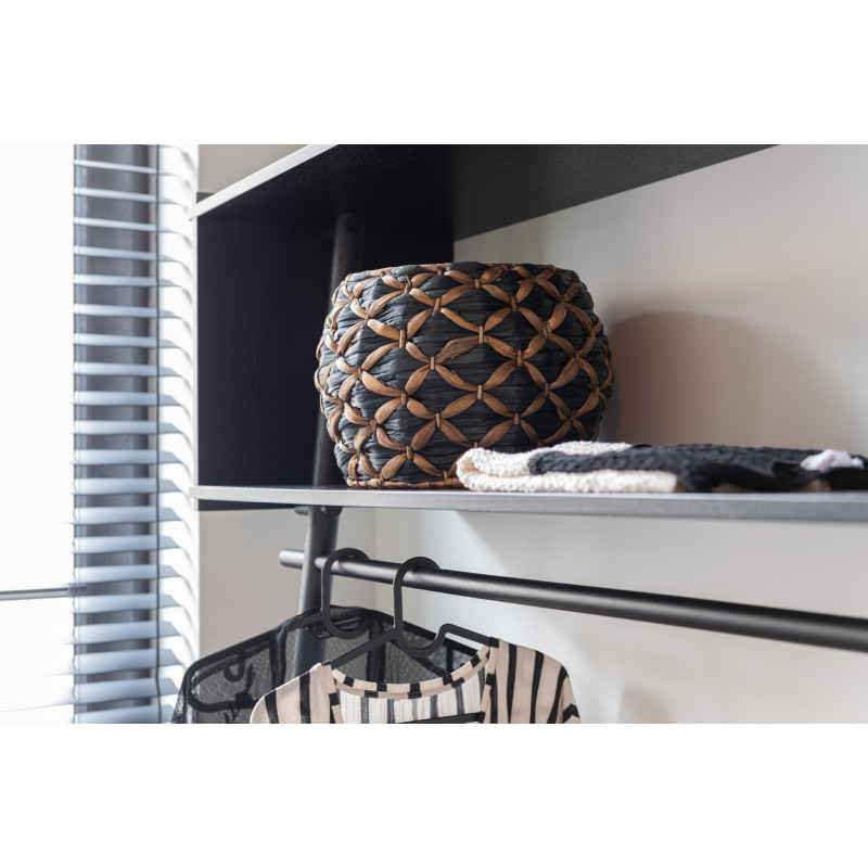 Vase africain Rond Hauteur 22 cm en Jacinthe d'eau Noir Marron Roni - 2