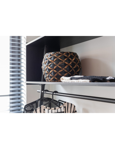 Vase africain Rond Hauteur 22 cm en Jacinthe d'eau Noir Marron Roni - 2