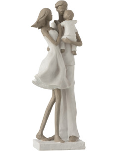 Statuette déco Couple amoureux Hauteur 24 cm en Résine Blanc Taupe Tresna - 1