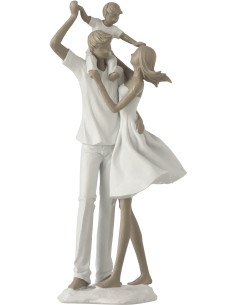 Statuette déco Couple avec enfant Hauteur 39 cm en Résine Blanc Taupe Tresna - 1