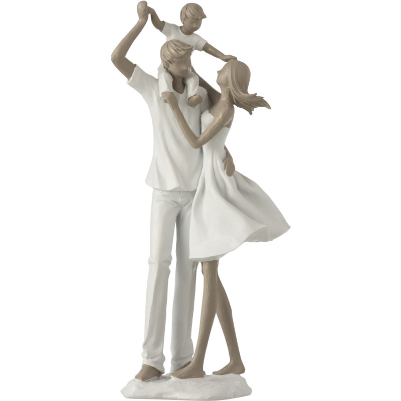Statuette déco Couple avec enfant Hauteur 39 cm en Résine Blanc Taupe Tresna - 1