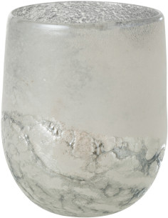 Photophore moderne XL Diamètre 18 cm en Verre Gris Blanc Scavo - 1