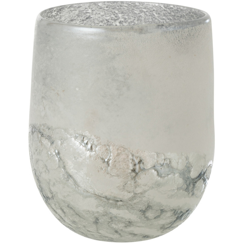 Photophore moderne XL Diamètre 18 cm en Verre Gris Blanc Scavo - 1