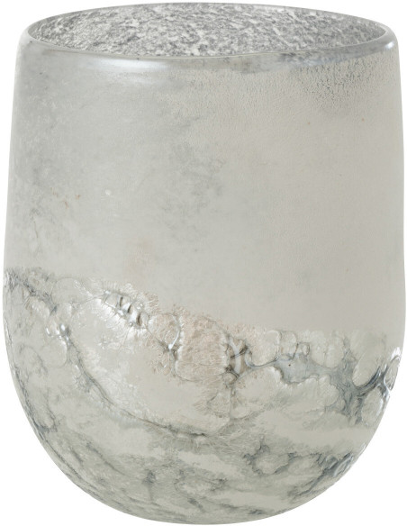 Photophore moderne XL Diamètre 18 cm en Verre Gris Blanc Scavo - 1